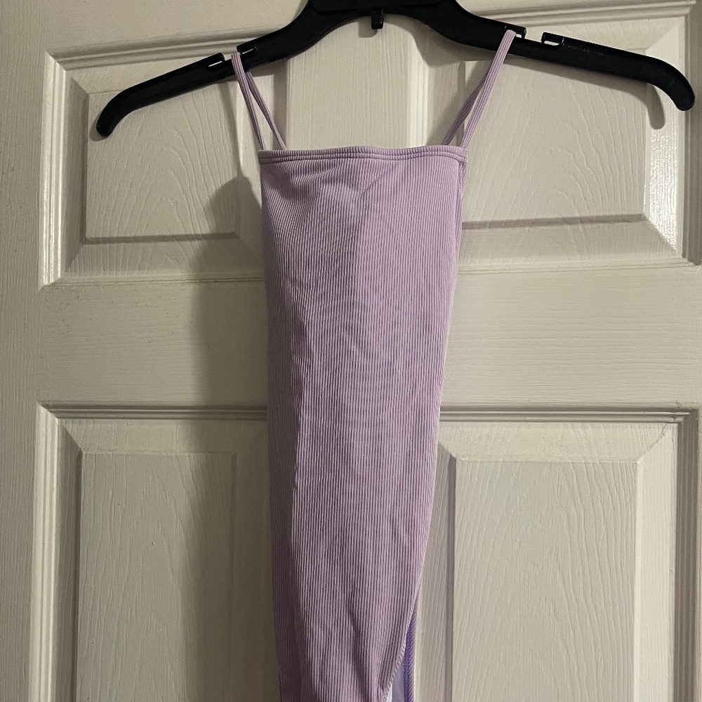 Shein solid lavender strappy back one piece